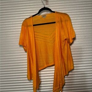 Emerald Yellow Open-Front Cardigan